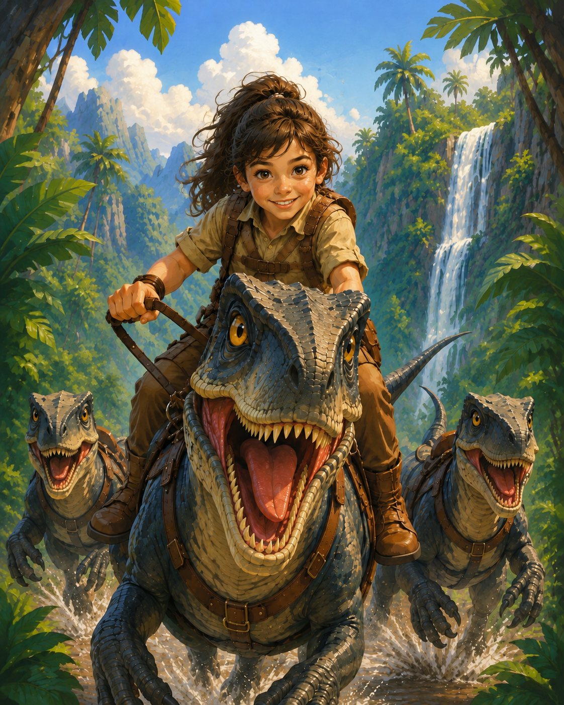 Dino rider girl