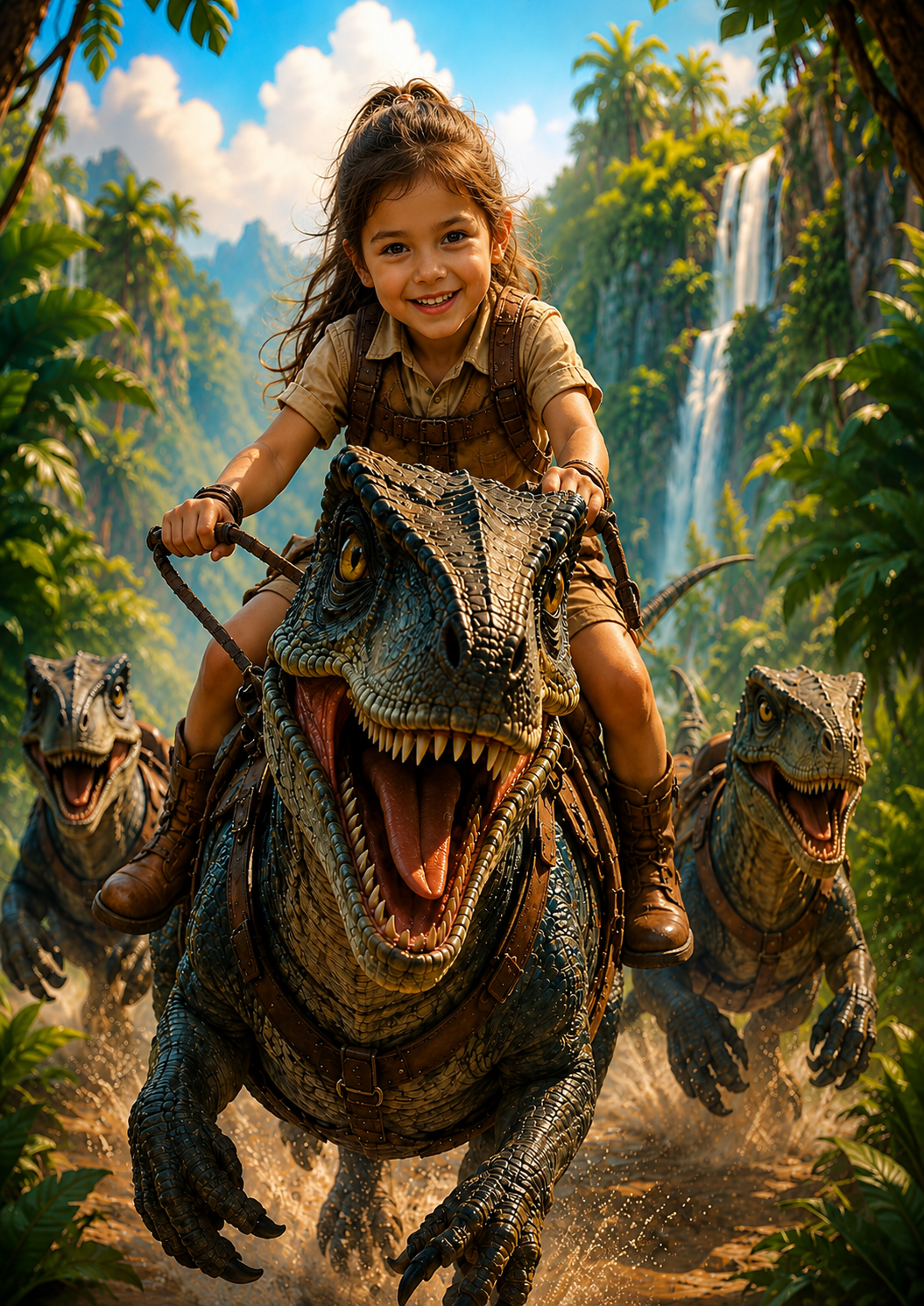 Dino rider girl